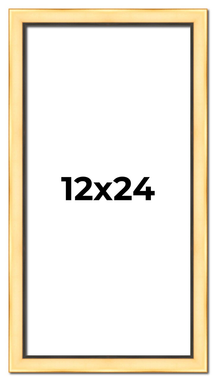 12x24 Simple Gold Picture Frame - UV Acrylic, Foam Board Backing, Hanging Hardware